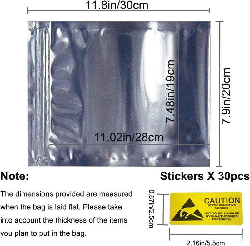 Zoolfix Antistatic Bags,30pcs Resealable ESD Bags 8x12inches with Labels for GPU Hard Drive SSD HDD and Electronic Device (Ziplock-8X12-30pc) - Image 2